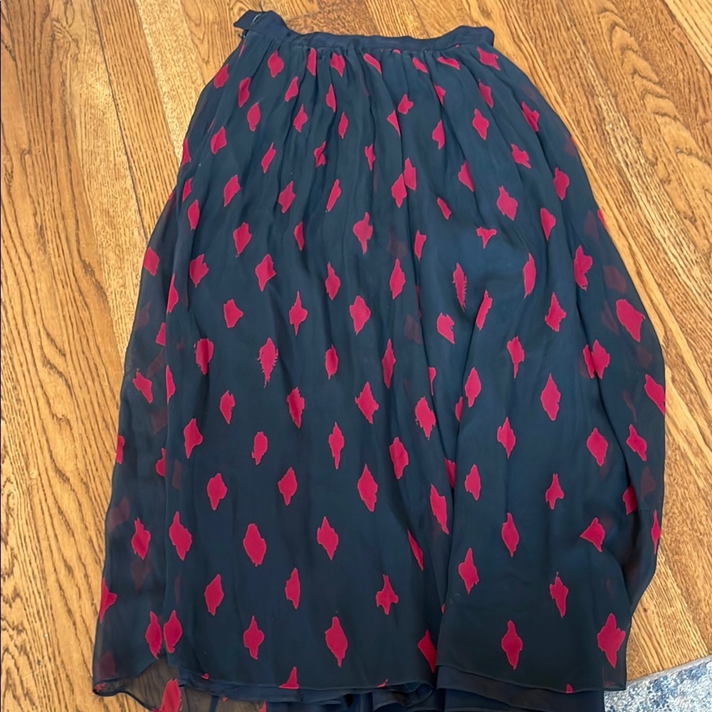 Adam Lippes Black and Red Patterned Skirt